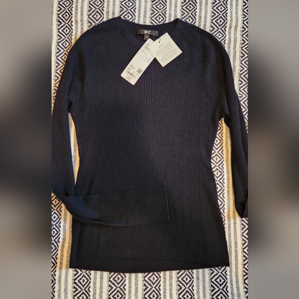 Navy Ribbed Women's Sweater